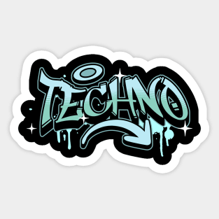 TECHNO  - Graffiti Tech (blue/aqua) Sticker